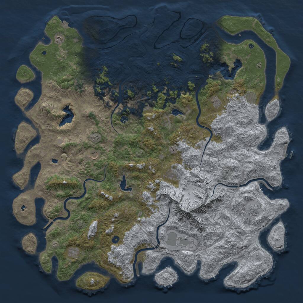 Rust Map: Procedural Map, Size: 6000, Seed: 351, 17 Monuments