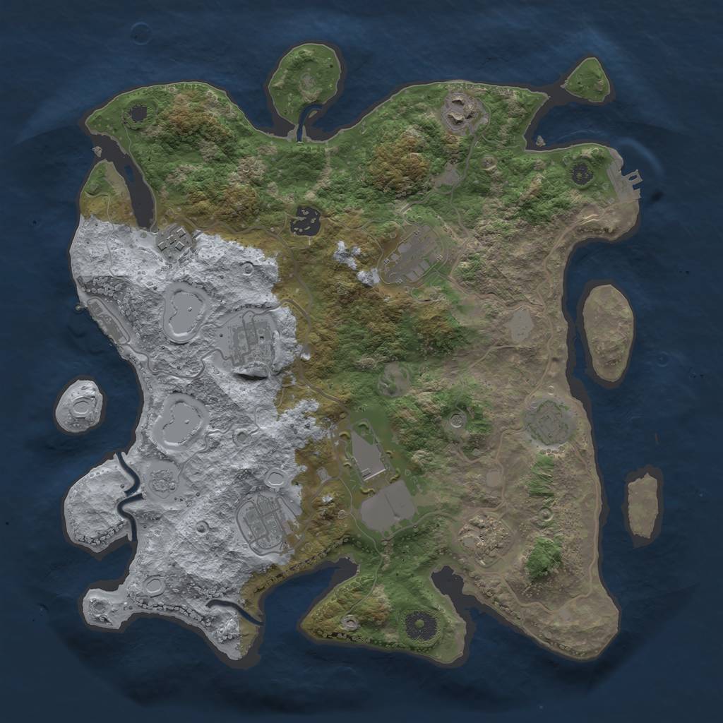 Rust Map: Procedural Map, Size: 3500, Seed: 9653, 18 Monuments