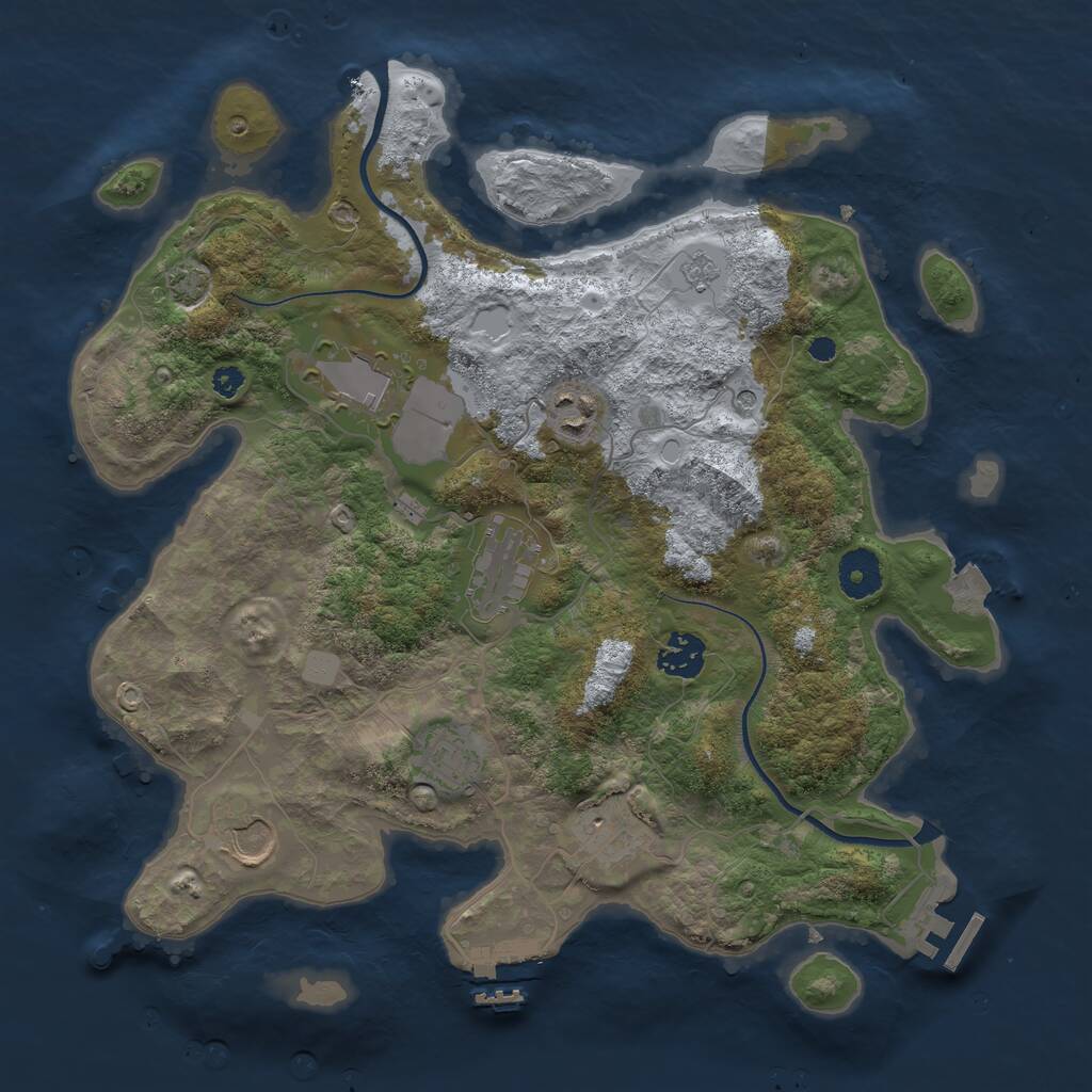 Rust Map: Procedural Map, Size: 3500, Seed: 445433432, 13 Monuments