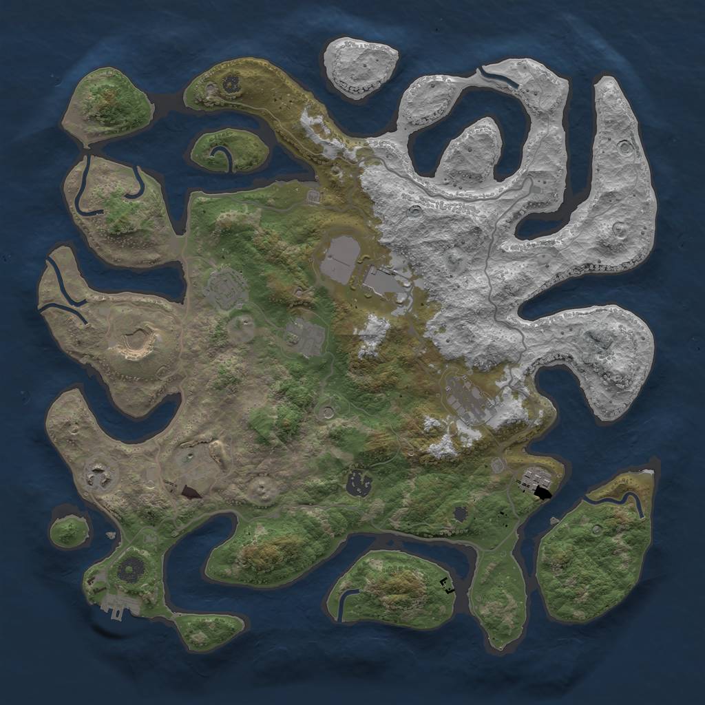 Rust Map: Procedural Map, Size: 4000, Seed: 1654984, 13 Monuments