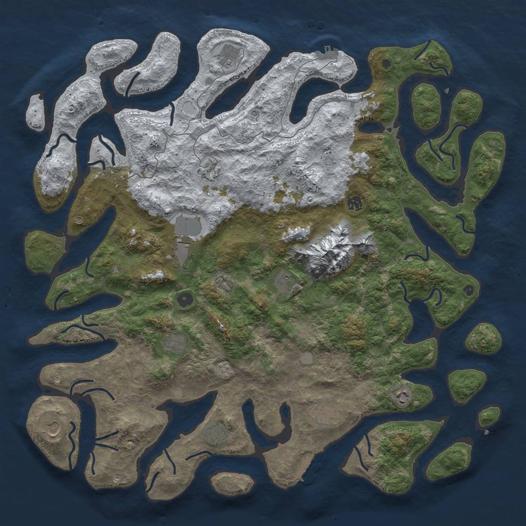 Rust Map: Procedural Map, Size: 5270, Seed: 95896947, 20 Monuments