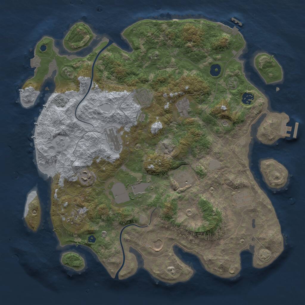 Rust Map: Procedural Map, Size: 3900, Seed: 2, 17 Monuments