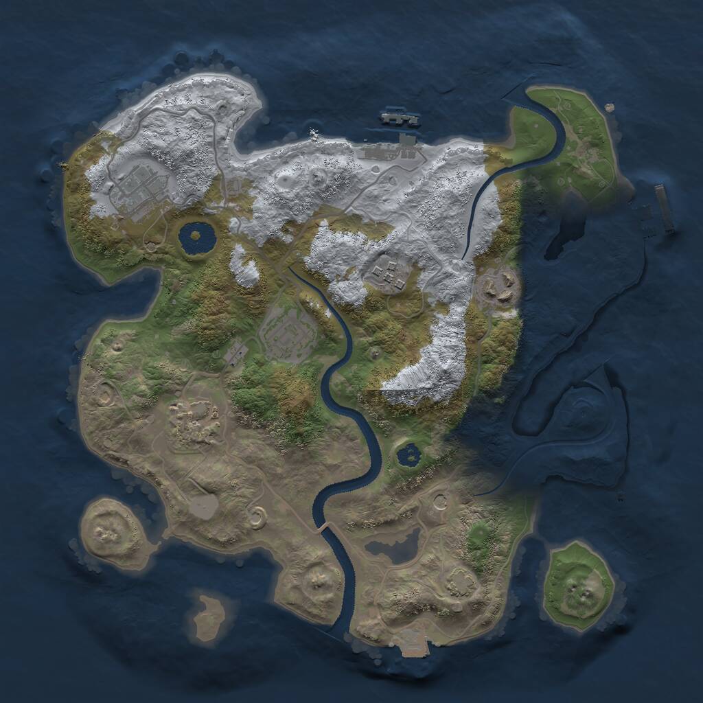 Rust Map: Procedural Map, Size: 3000, Seed: 49494, 10 Monuments