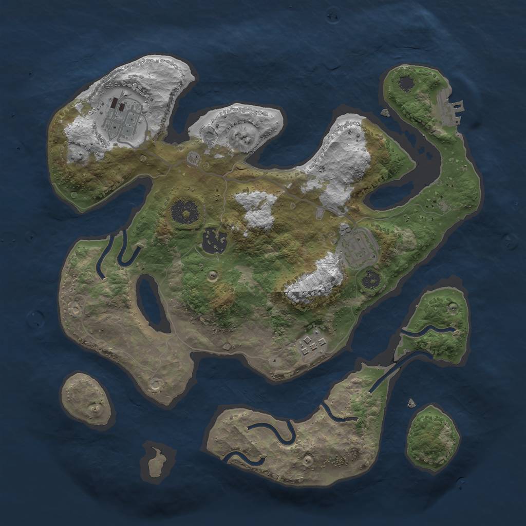 Rust Map: Procedural Map, Size: 3000, Seed: 49494, 7 Monuments