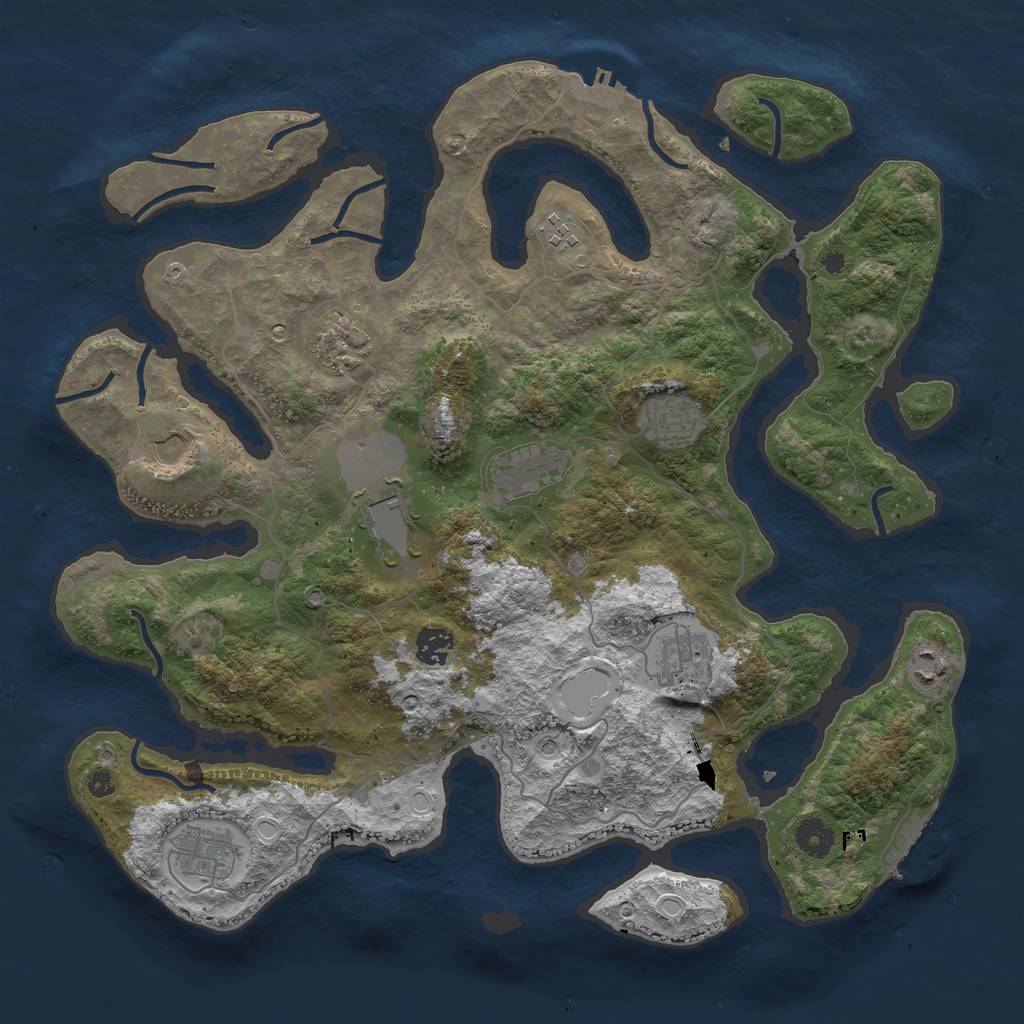 Rust Map: Procedural Map, Size: 4000, Seed: 551875, 18 Monuments