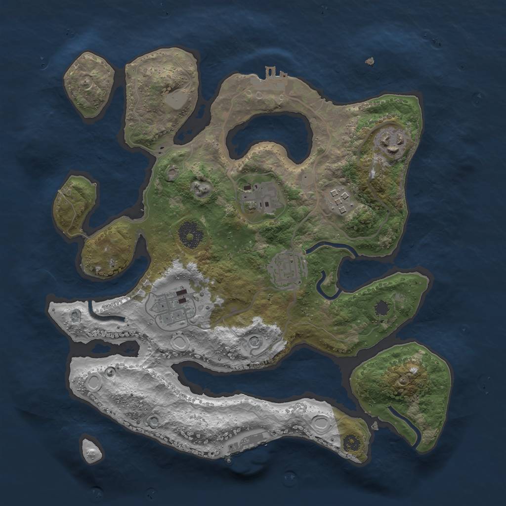 Rust Map: Procedural Map, Size: 3000, Seed: 1501504, 13 Monuments