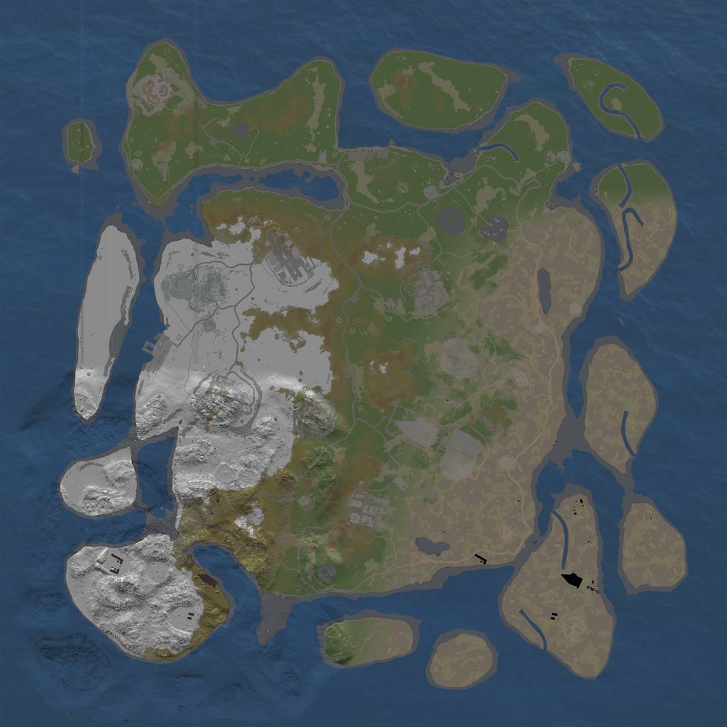 Rust Map: Procedural Map, Size: 4000, Seed: 19734651, 14 Monuments