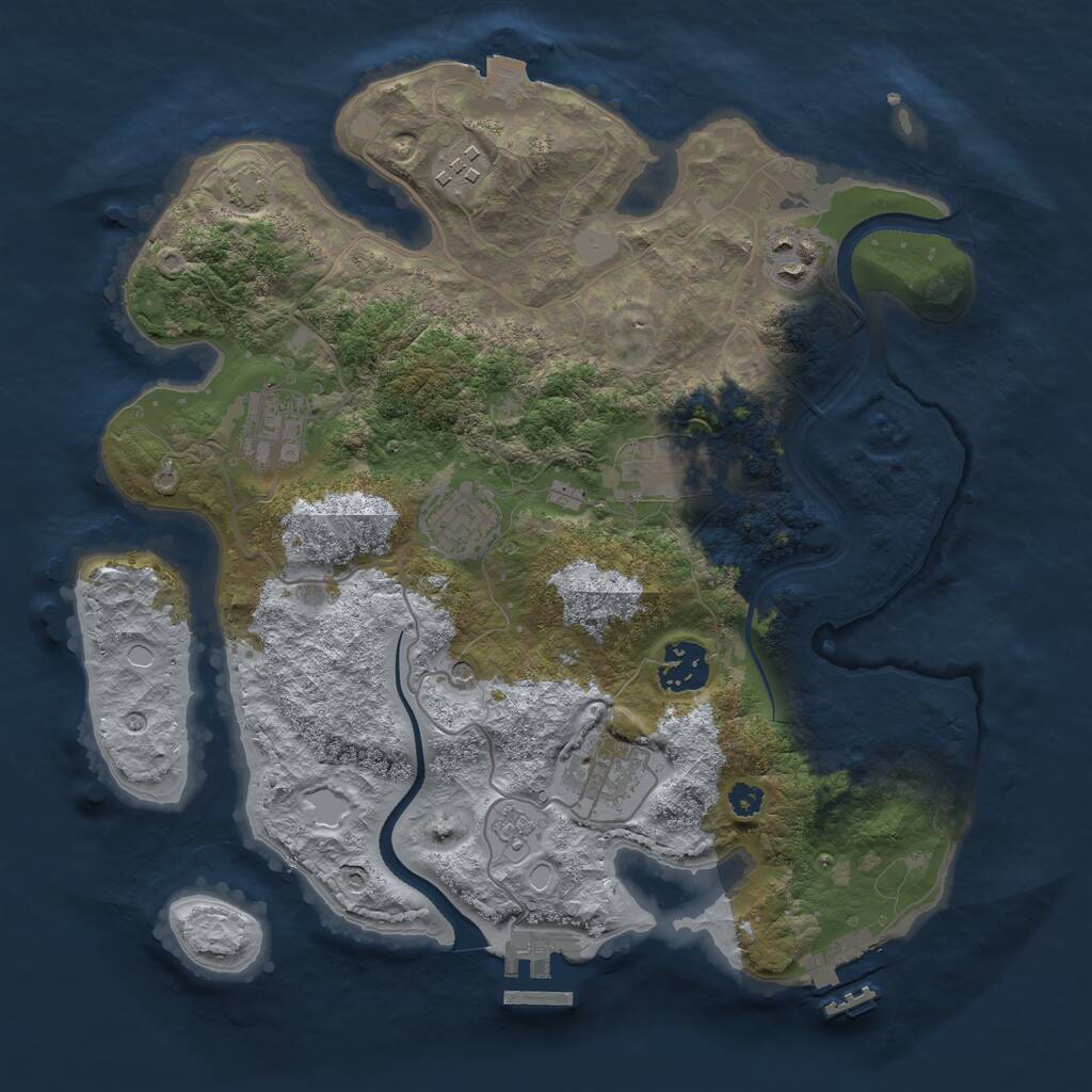 Rust Map: Procedural Map, Size: 3200, Seed: 25121, 13 Monuments