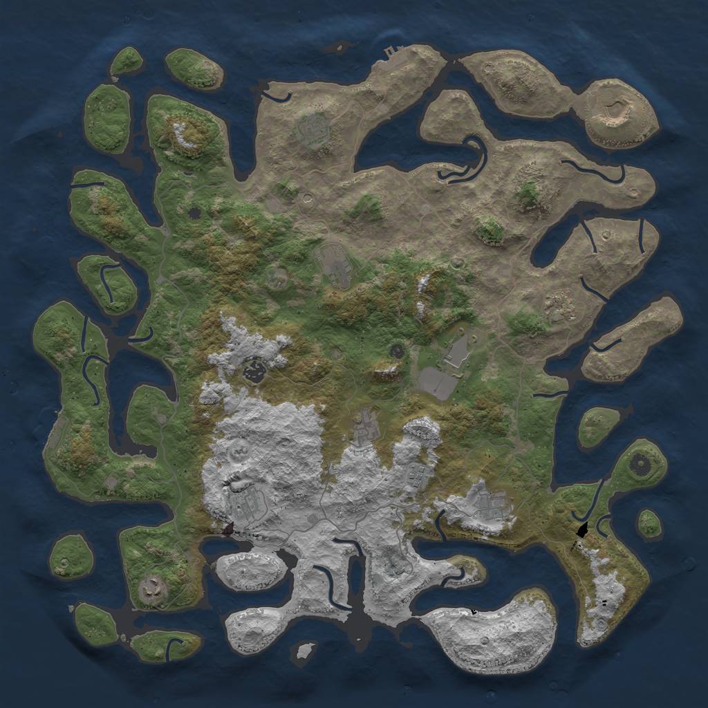 Rust Map: Procedural Map, Size: 5000, Seed: 673821, 16 Monuments