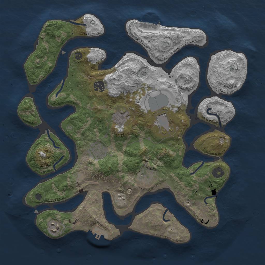 Rust Map: Procedural Map, Size: 3500, Seed: 1334982126, 12 Monuments