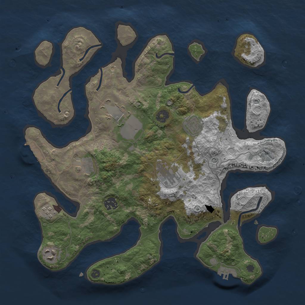 Rust Map: Procedural Map, Size: 3500, Seed: 1338136841, 15 Monuments