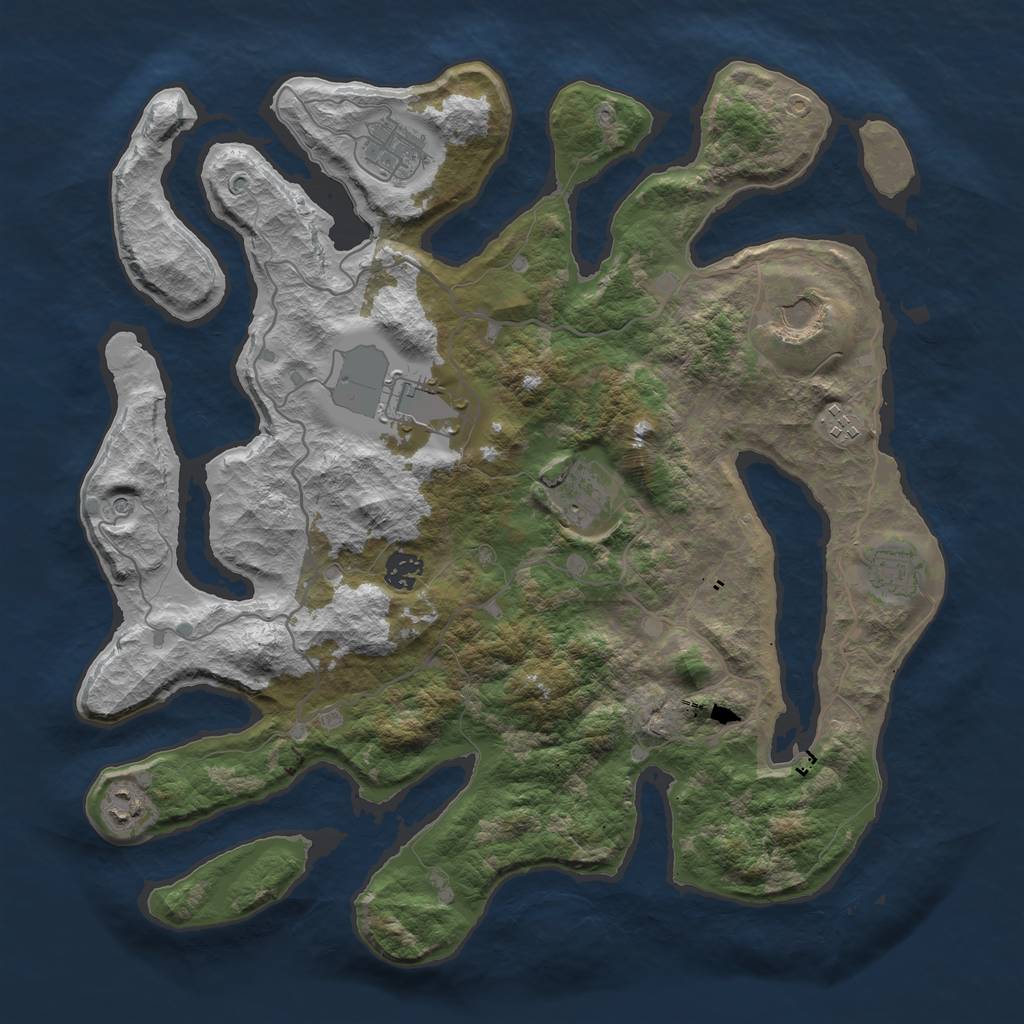 Rust Map: Barren, Size: 4000, Seed: 456783, 11 Monuments