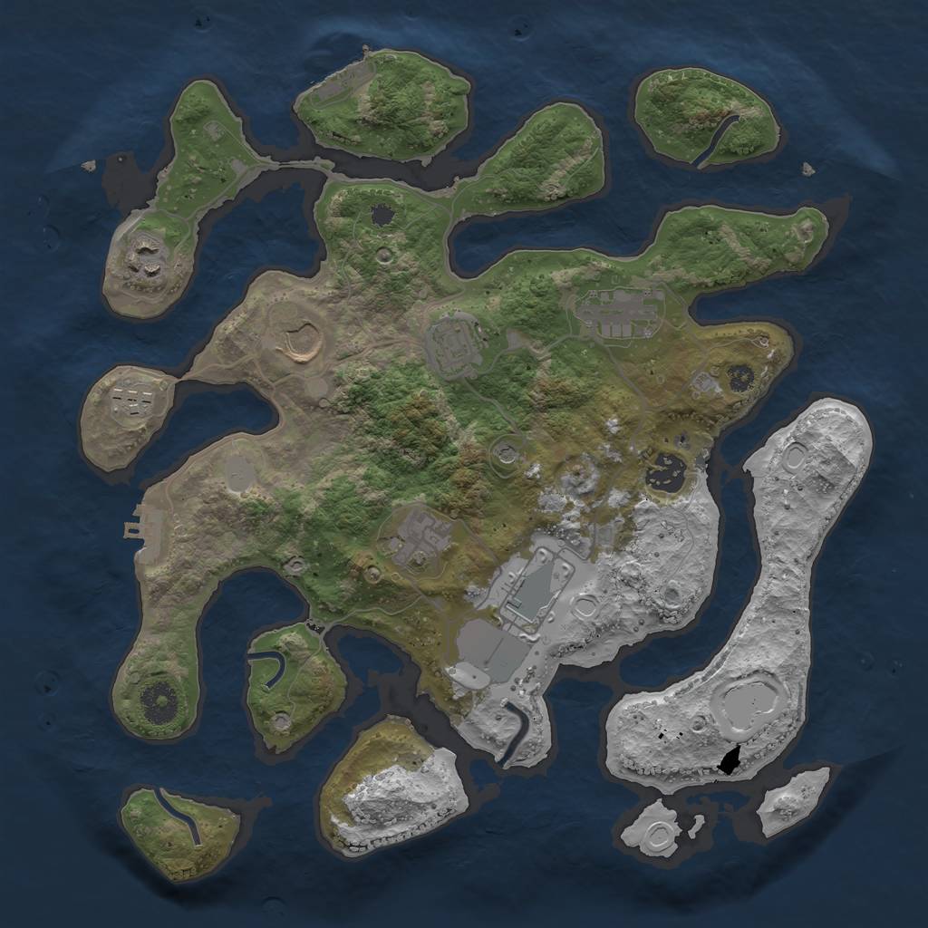 Rust Map: Procedural Map, Size: 3500, Seed: 1981, 16 Monuments