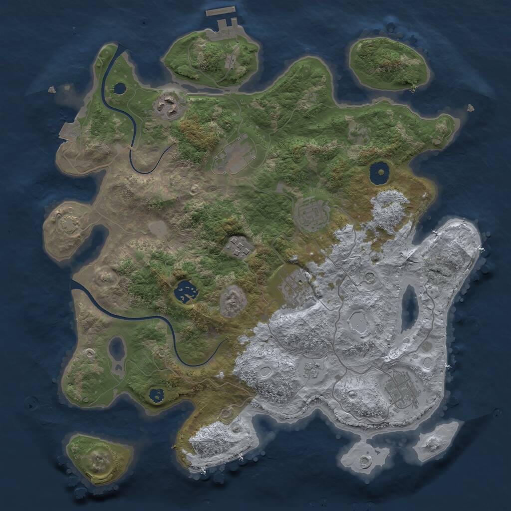 Rust Map: Procedural Map, Size: 3500, Seed: 1981, 12 Monuments
