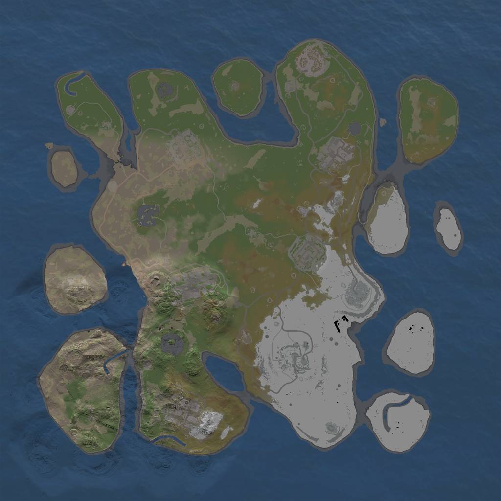 Rust Map: Procedural Map, Size: 3200, Seed: 868, 13 Monuments