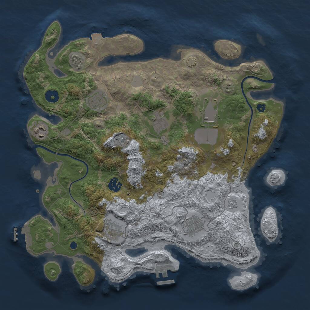 Rust Map: Procedural Map, Size: 3500, Seed: 828855276, 14 Monuments