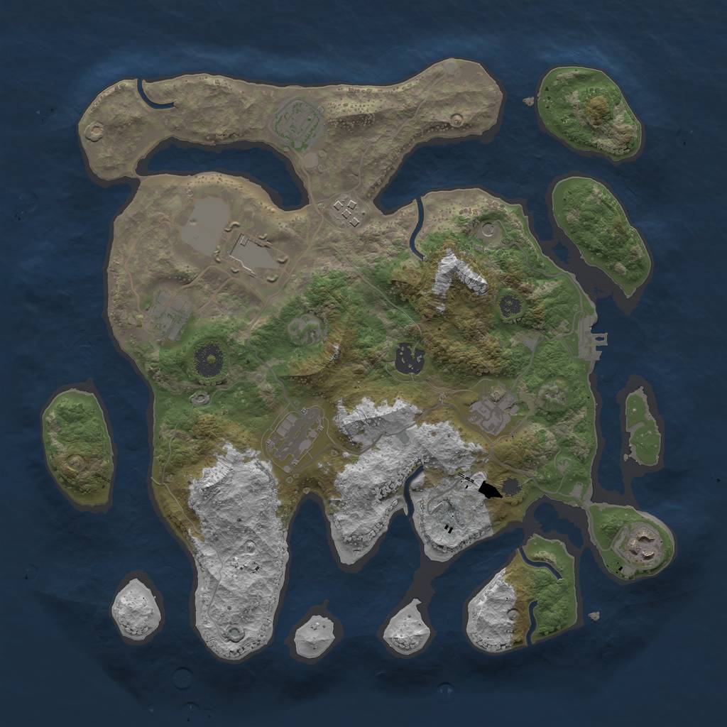 Rust Map: Procedural Map, Size: 3500, Seed: 579, 12 Monuments