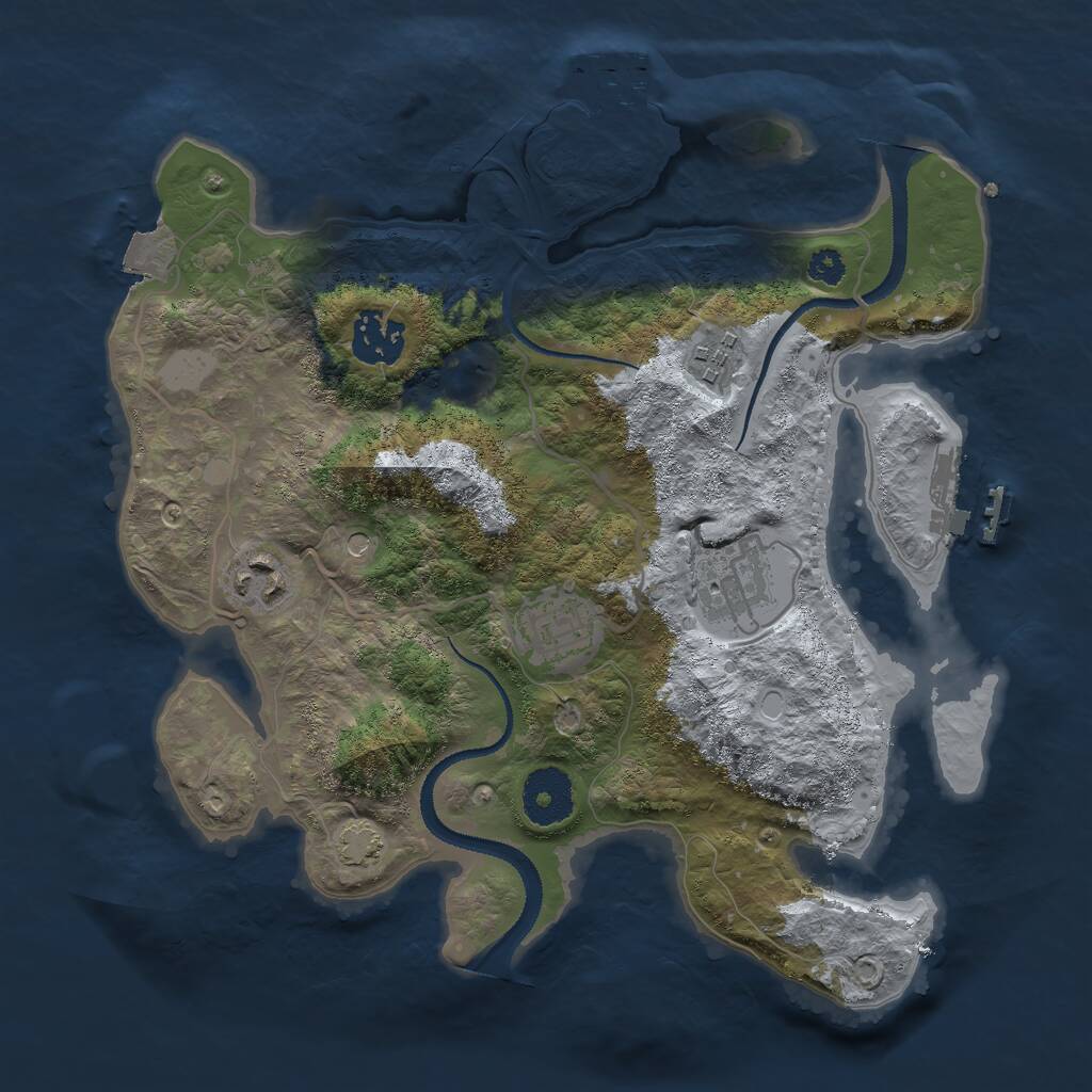 Rust Map: Procedural Map, Size: 3000, Seed: 10350476, 10 Monuments