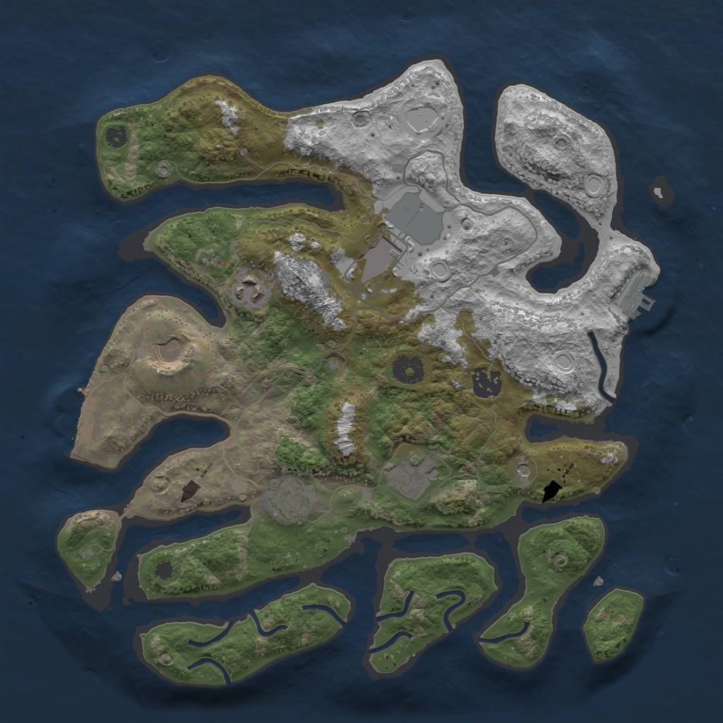 Rust Map: Procedural Map, Size: 3500, Seed: 12388580, 17 Monuments