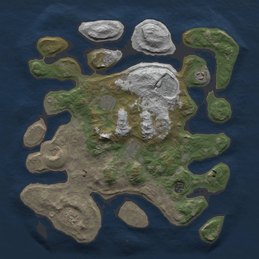 Rust Map: Barren, Size: 4000, Seed: 7052021, 11 Monuments