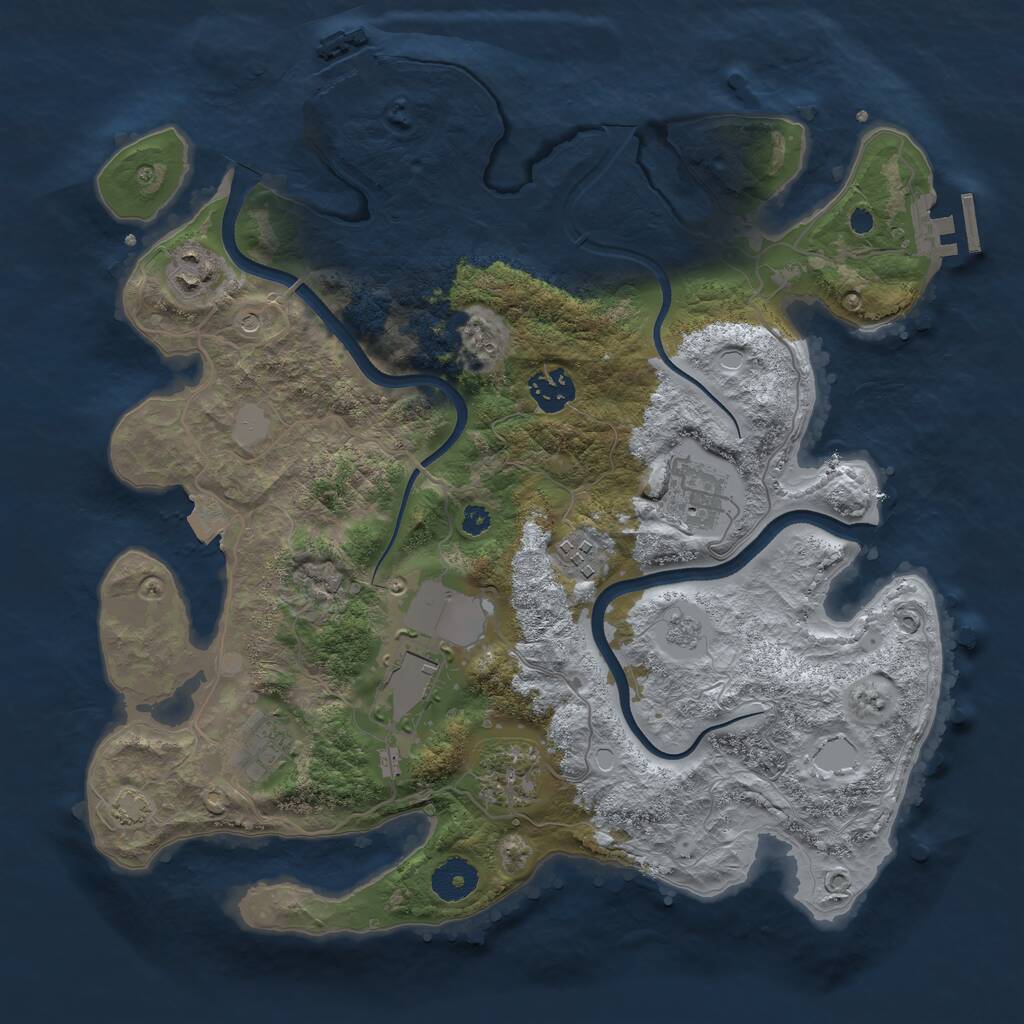 Rust Map: Procedural Map, Size: 3500, Seed: 1130856227, 13 Monuments