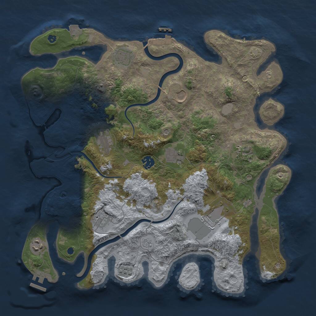 Rust Map: Procedural Map, Size: 3800, Seed: 454082, 16 Monuments