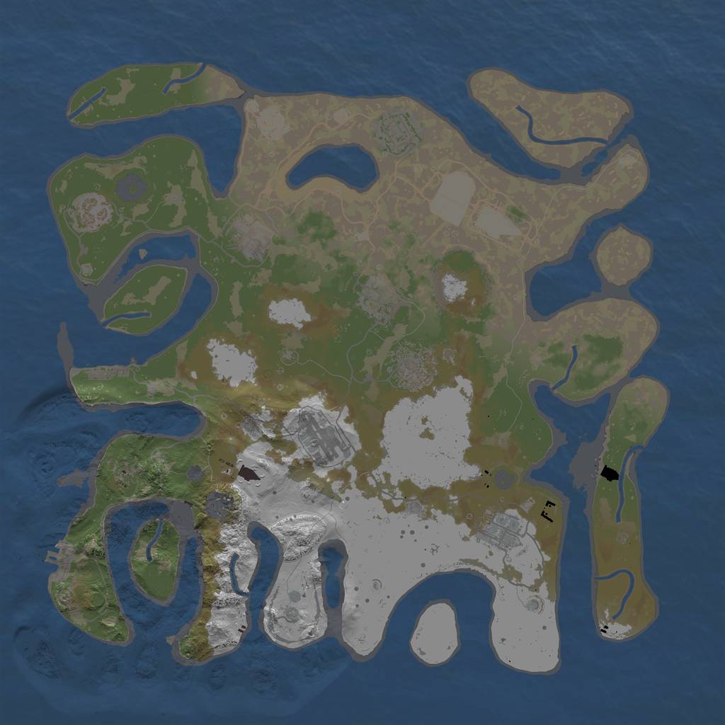 Rust Map: Procedural Map, Size: 3800, Seed: 454082, 14 Monuments