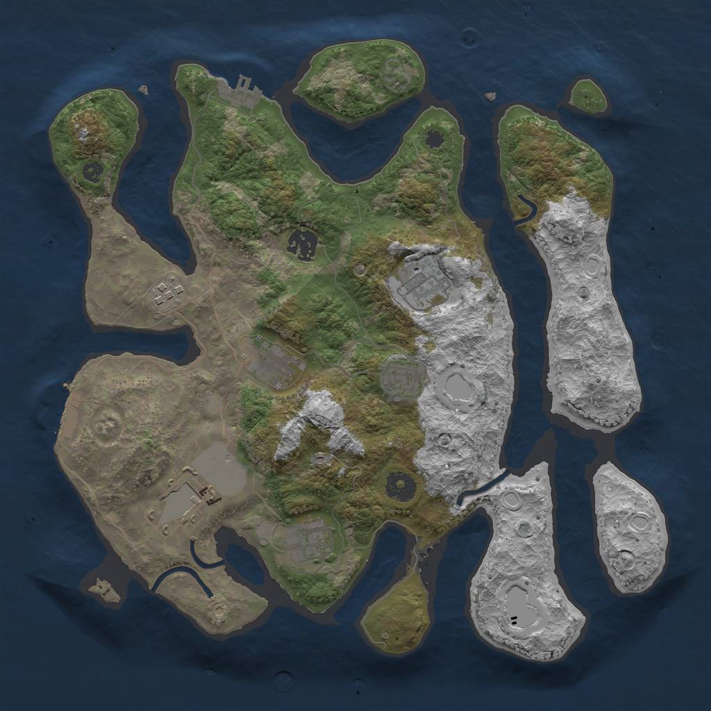 Rust Map: Procedural Map, Size: 3500, Seed: 375436, 17 Monuments