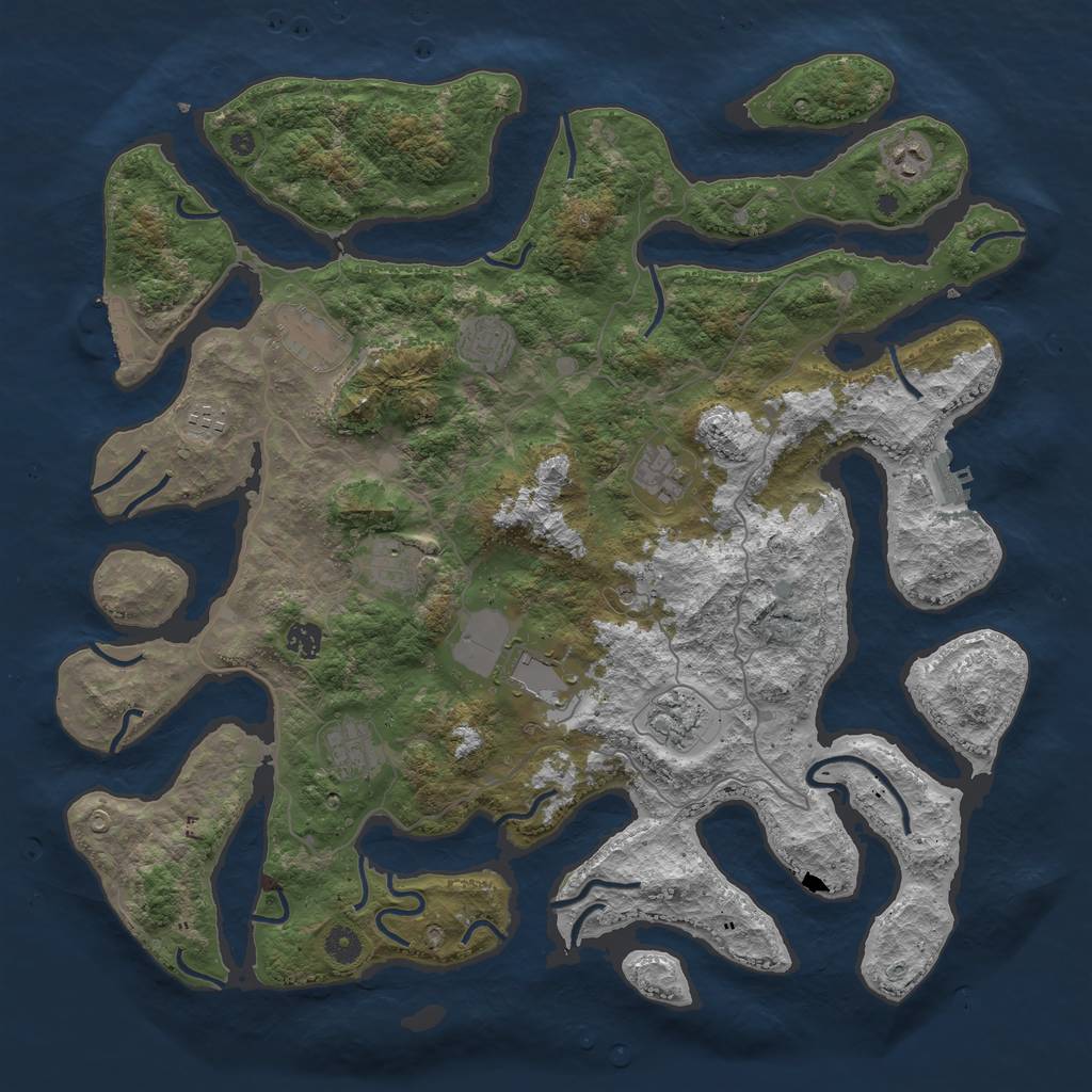 Rust Map: Procedural Map, Size: 4500, Seed: 348819410, 15 Monuments