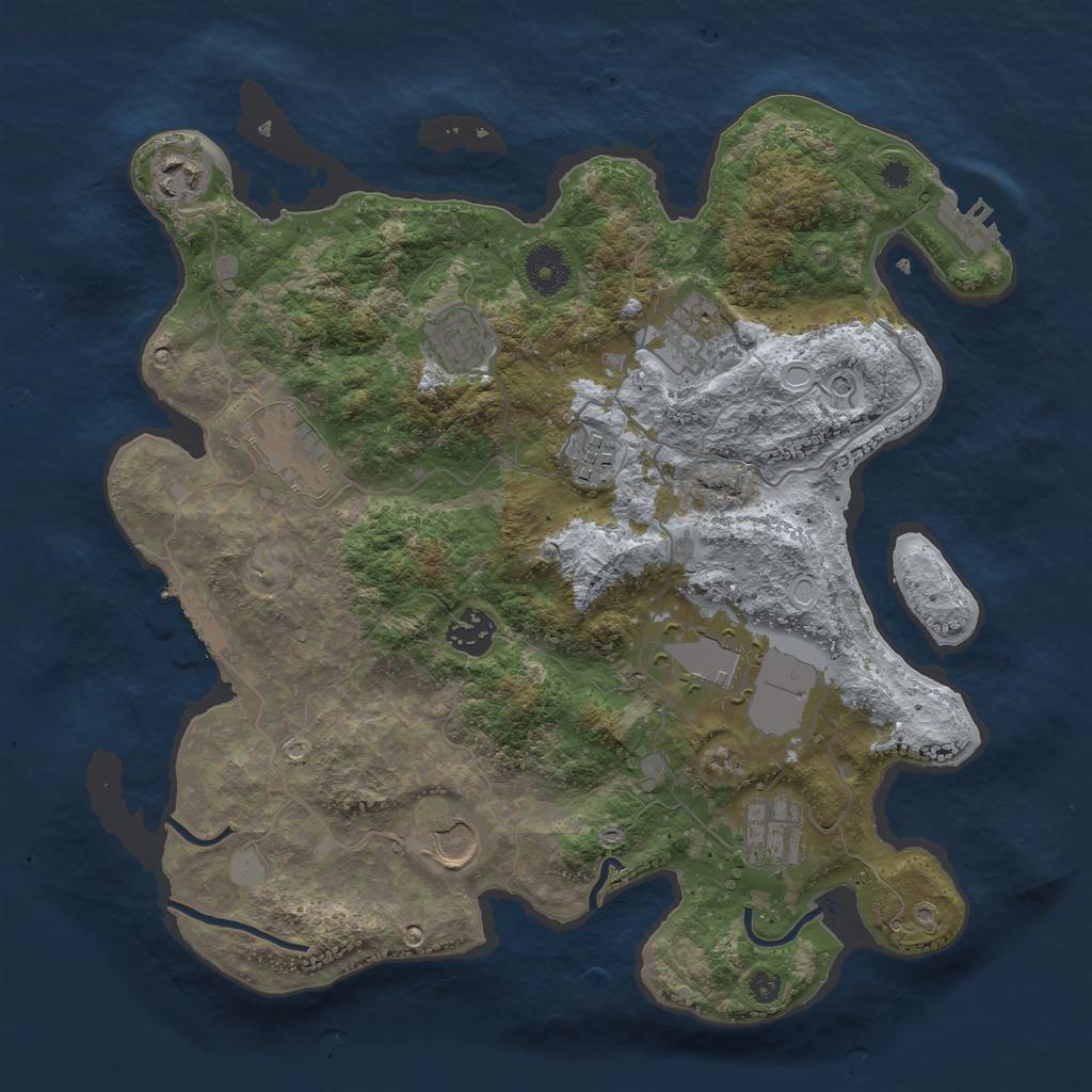 Rust Map: Procedural Map, Size: 3500, Seed: 1320440494, 15 Monuments