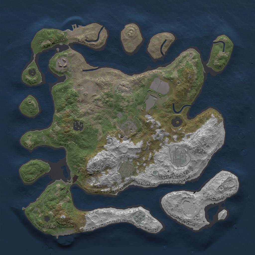 Rust Map: Procedural Map, Size: 3600, Seed: 782801, 16 Monuments