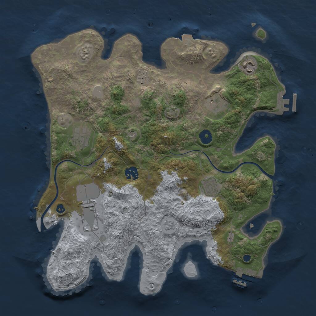 Rust Map: Procedural Map, Size: 3500, Seed: 29948212, 13 Monuments