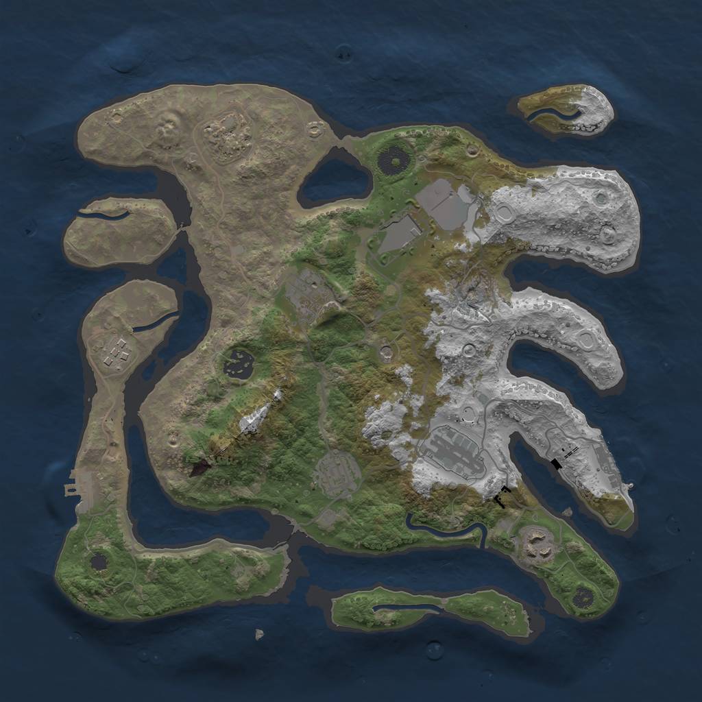 Rust Map: Procedural Map, Size: 3500, Seed: 302777, 19 Monuments