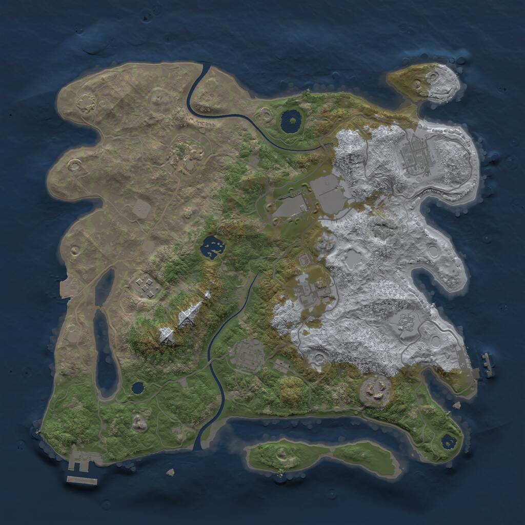 Rust Map: Procedural Map, Size: 3500, Seed: 302777, 14 Monuments