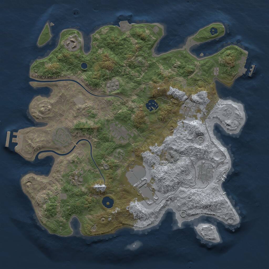 Rust Map: Procedural Map, Size: 3500, Seed: 348819410, 15 Monuments