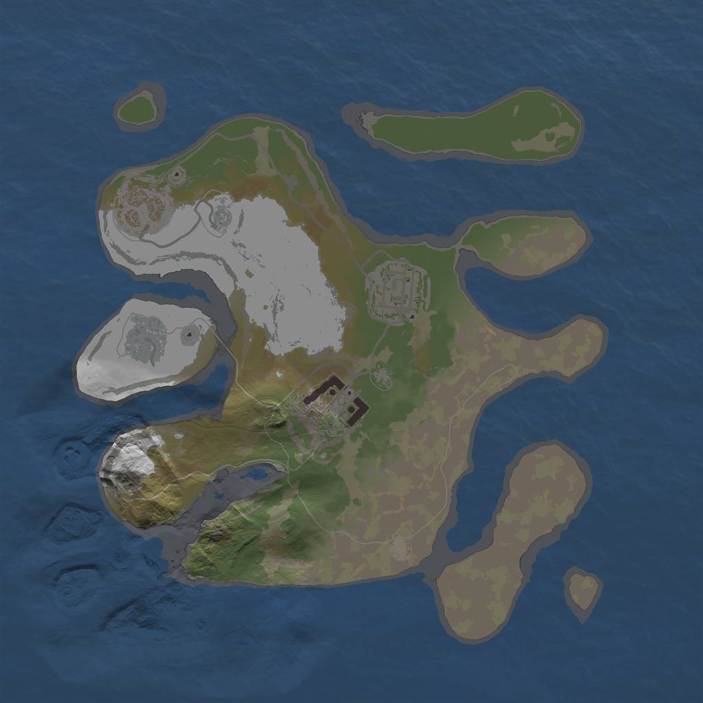 Rust Map: Barren, Size: 2500, Seed: 6, 7 Monuments