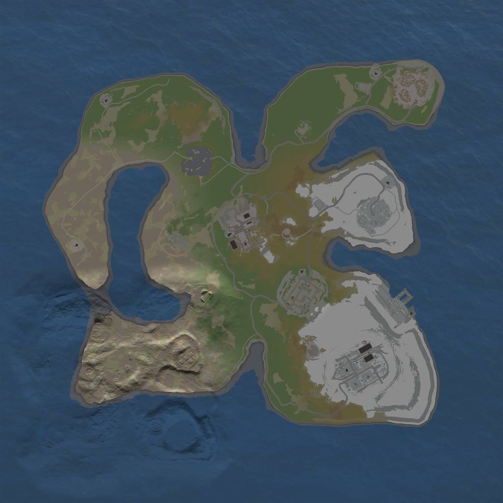 Rust Map: Barren, Size: 2400, Seed: 291258653, 10 Monuments