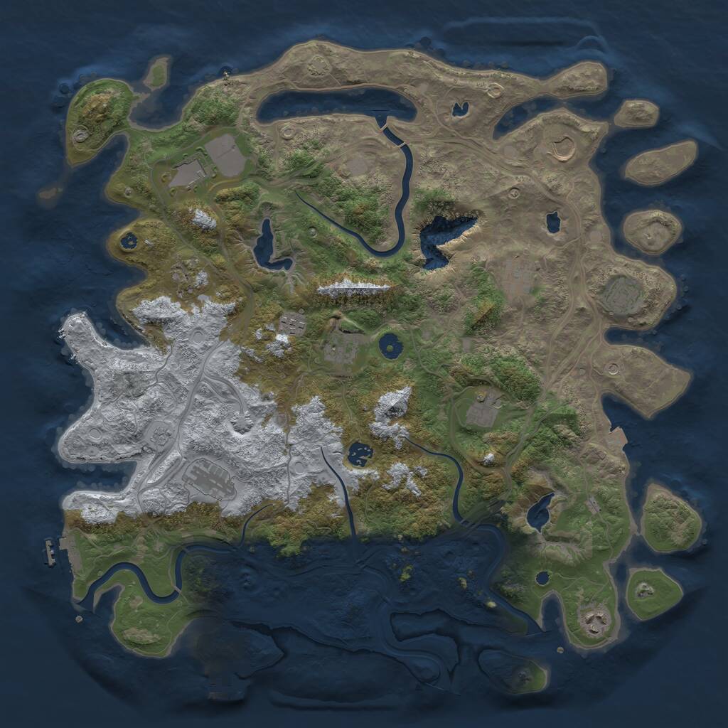 Rust Map: Procedural Map, Size: 4500, Seed: 2000674571, 17 Monuments