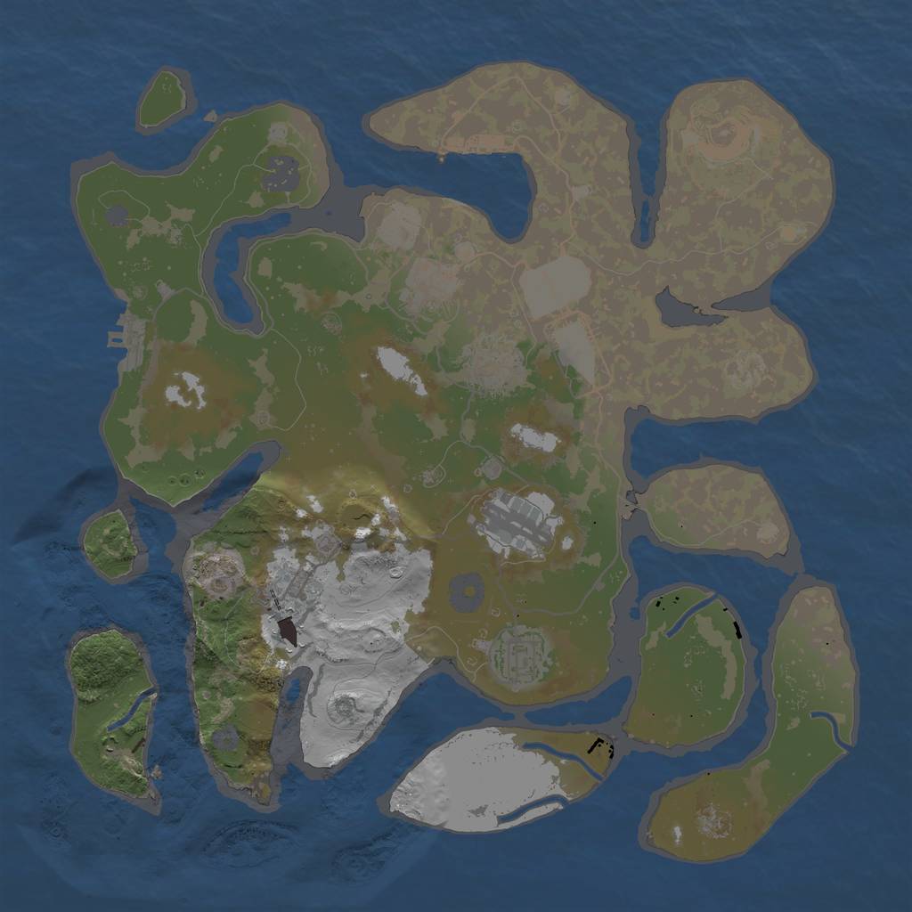 Rust Map: Procedural Map, Size: 3500, Seed: 637347, 14 Monuments