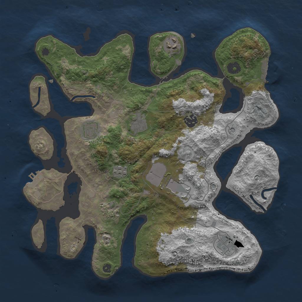 Rust Map: Procedural Map, Size: 3500, Seed: 203595, 13 Monuments