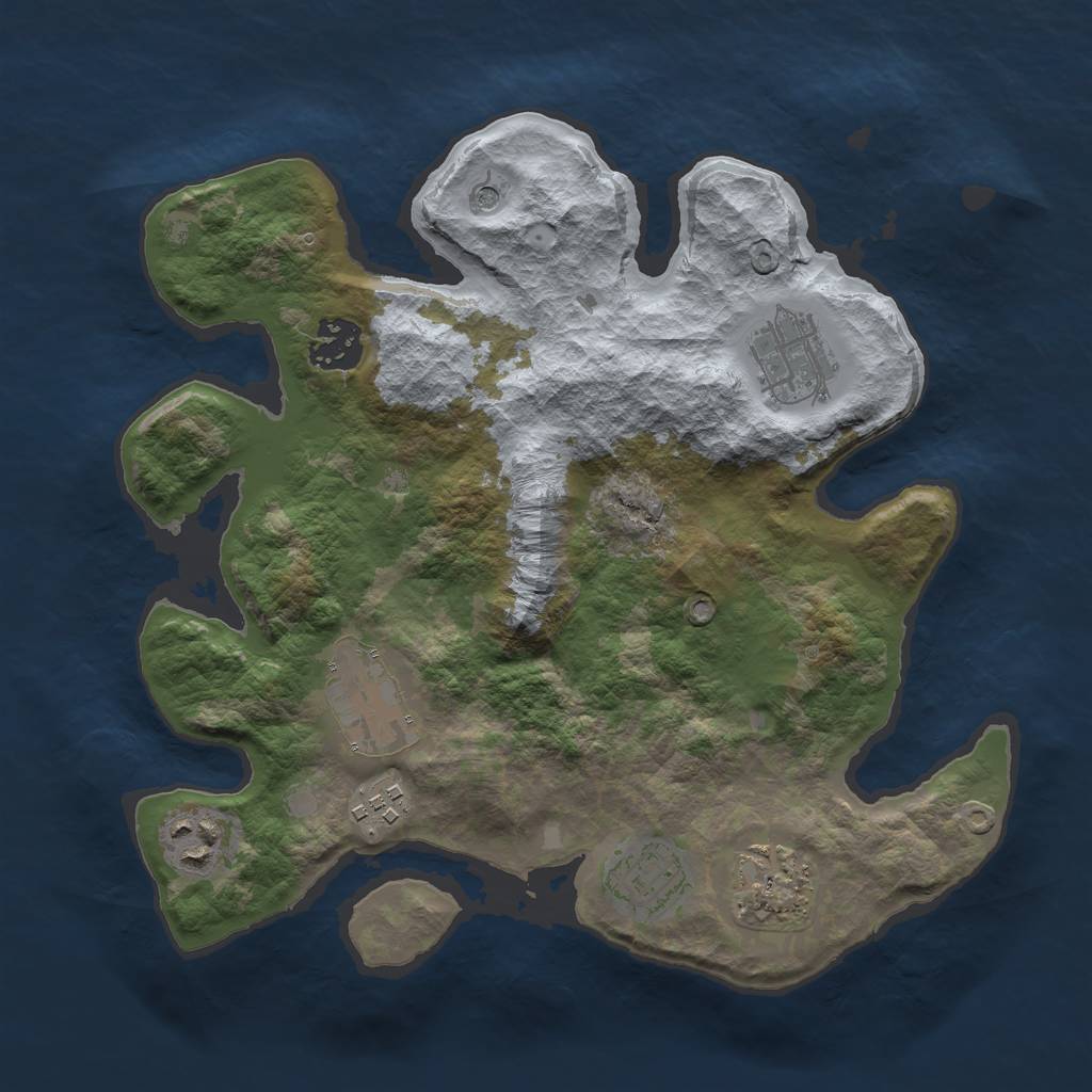 Rust Map: Barren, Size: 3000, Seed: 13825, 10 Monuments