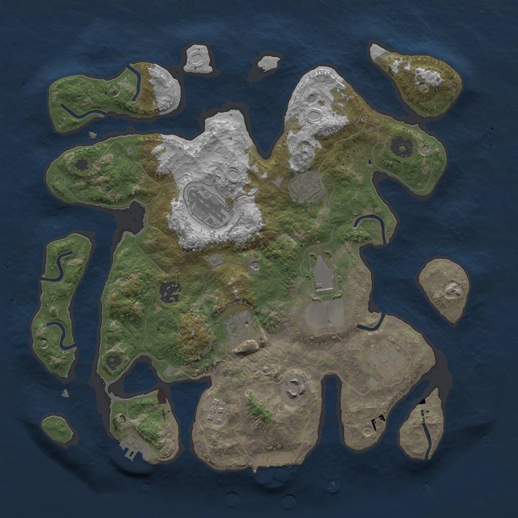 Rust Map: Procedural Map, Size: 3500, Seed: 54725, 16 Monuments