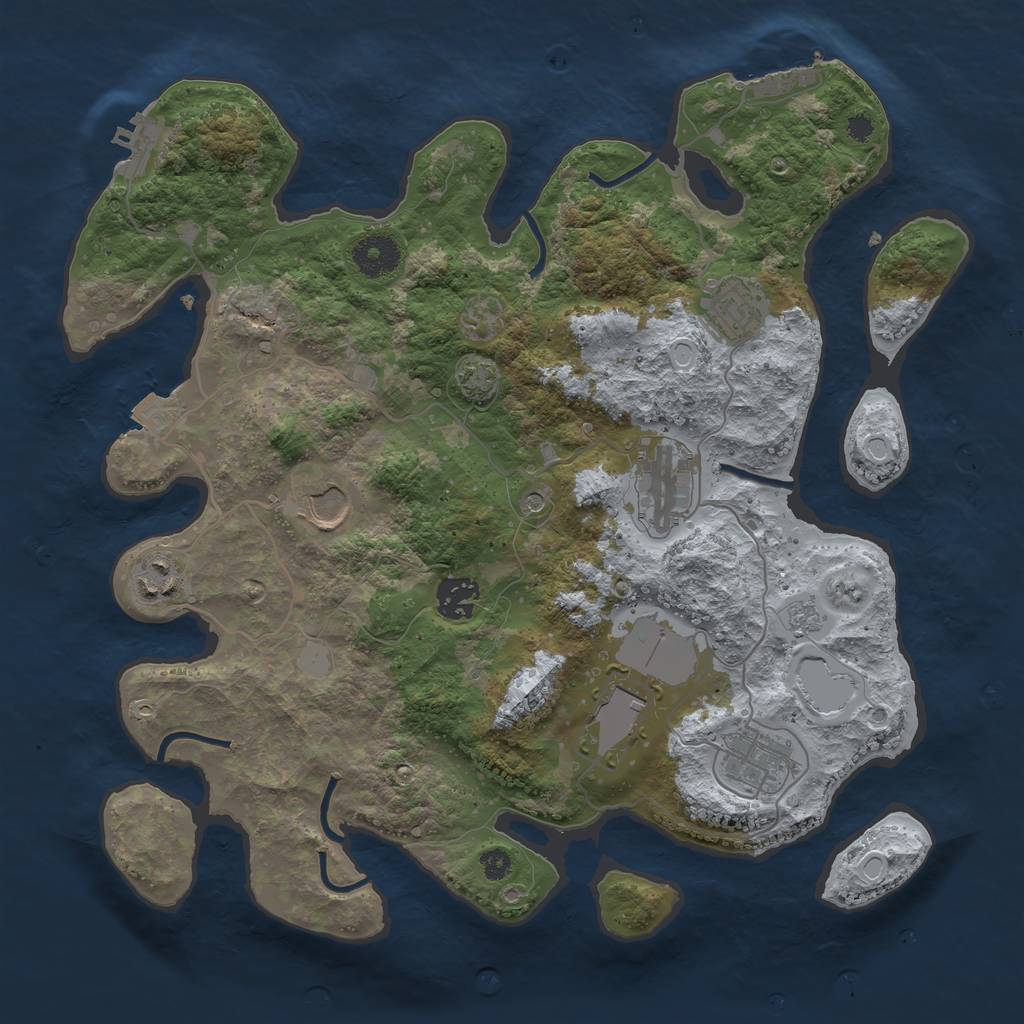 Rust Map: Procedural Map, Size: 3500, Seed: 9572129, 15 Monuments