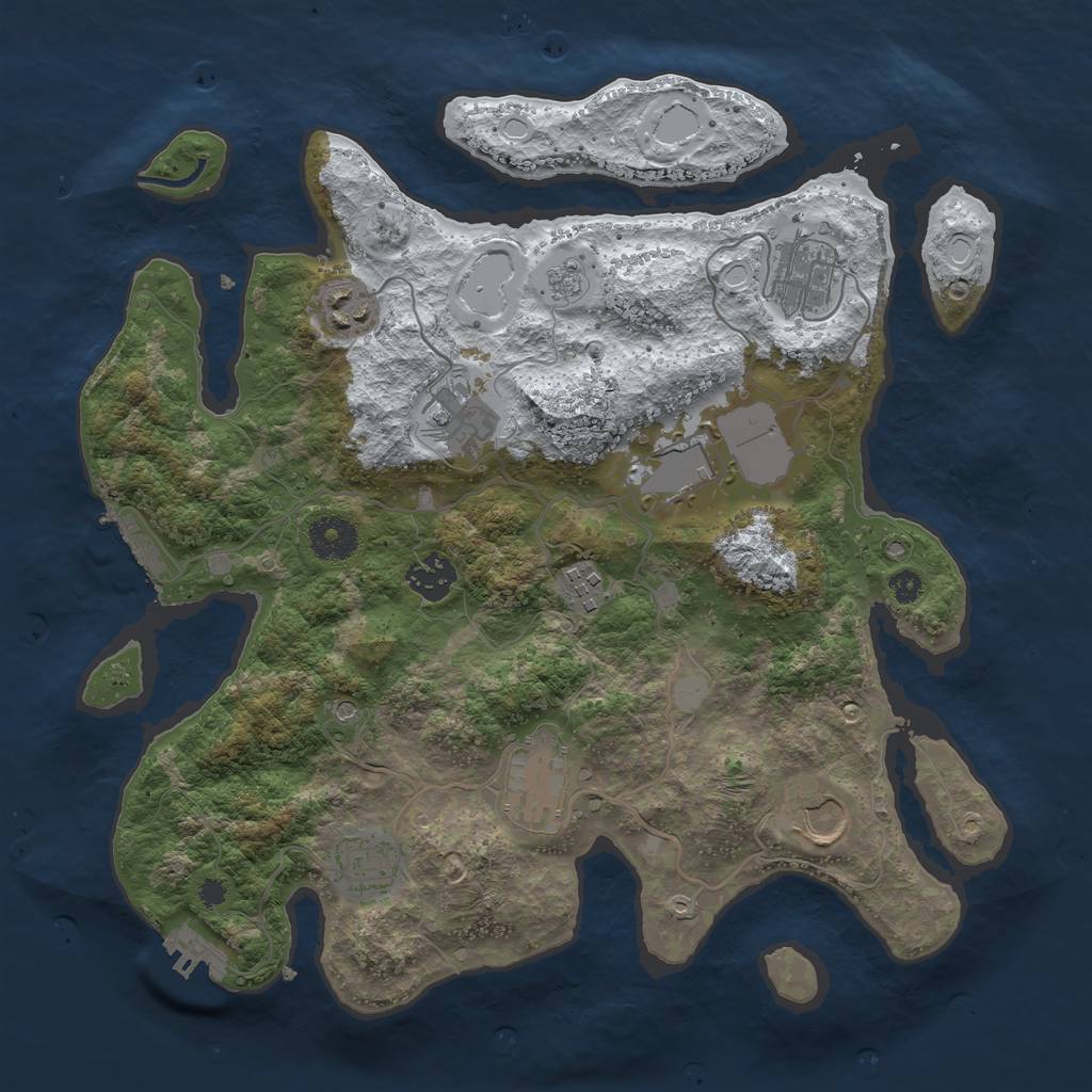 Rust Map: Procedural Map, Size: 3500, Seed: 909236, 18 Monuments