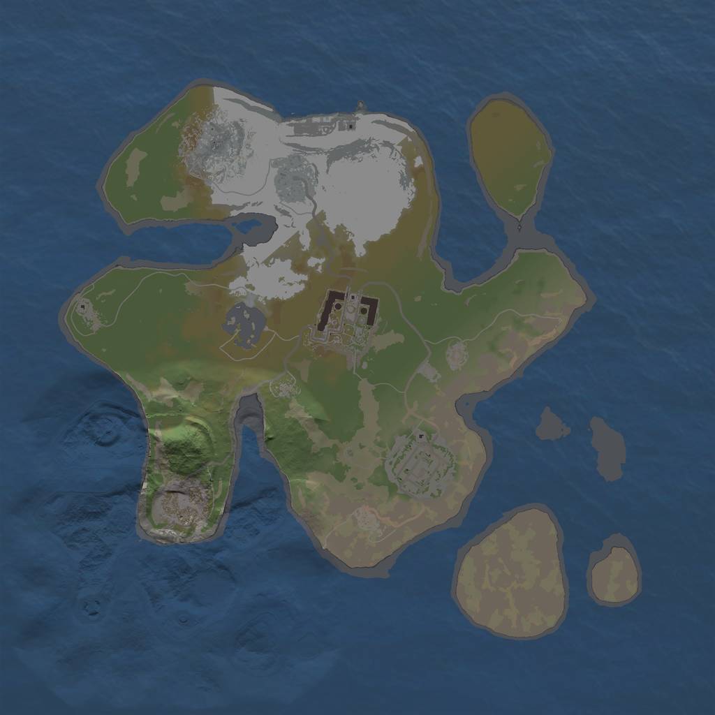 Rust Map: Barren, Size: 2500, Seed: 87591, 9 Monuments