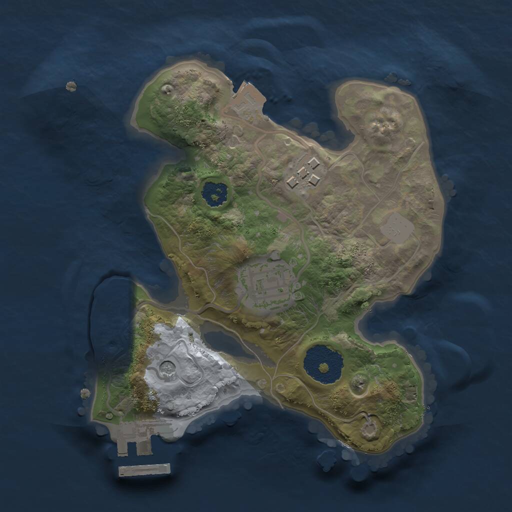 Rust Map: Procedural Map, Size: 2000, Seed: 58694675, 5 Monuments