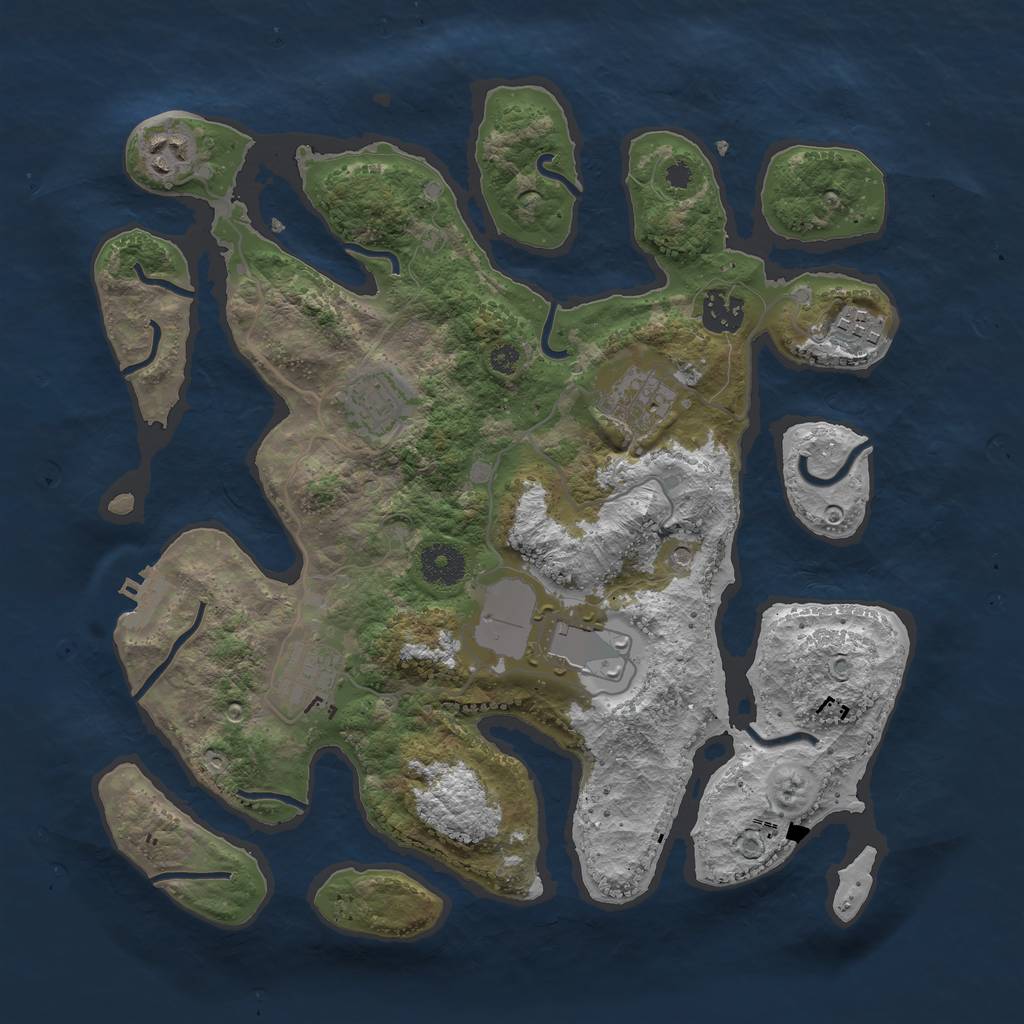 Rust Map: Procedural Map, Size: 3500, Seed: 150863, 11 Monuments