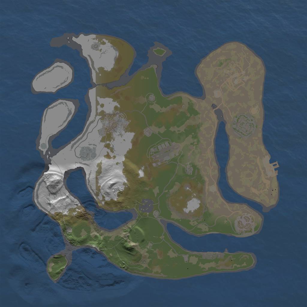 Rust Map: Barren, Size: 3100, Seed: 358, 11 Monuments