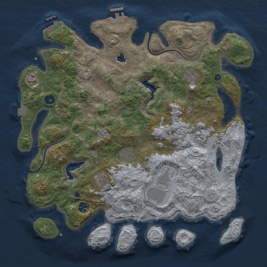 Rust Map: Procedural Map, Size: 4000, Seed: 1577601086, 14 Monuments
