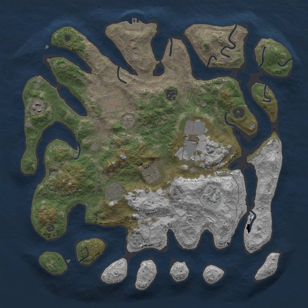 Rust Map: Procedural Map, Size: 4000, Seed: 1577601086, 12 Monuments